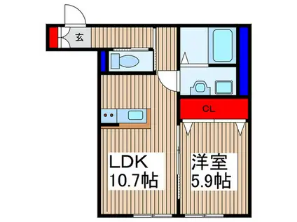 メゾンボヌール坂下(1LDK/2階)の間取り写真