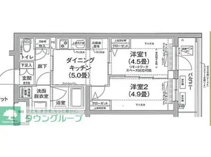 ルフレ田園調布南(2DK/5階)の間取り写真