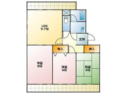 ガーデンハウス花水木(3LDK/3階)の間取り写真