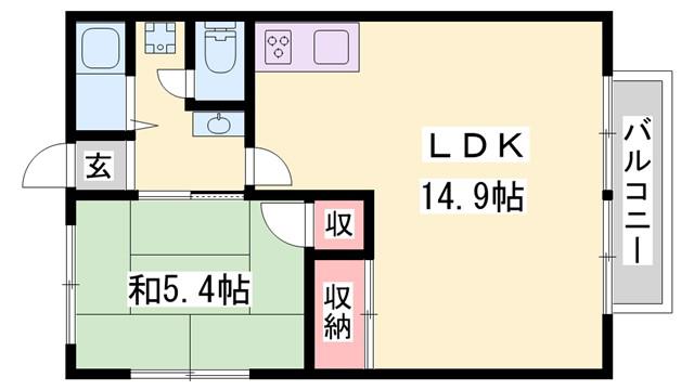 フレグランス新野辺(1LDK/2階)の間取り写真