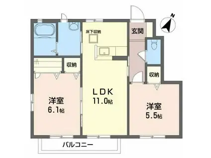 シャーメゾン栄 N(2LDK/1階)の間取り写真