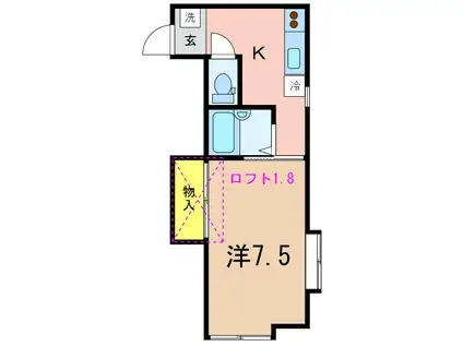 第6レジデンス(1K/1階)の間取り写真