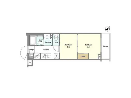 フレシア経堂(2K/1階)の間取り写真