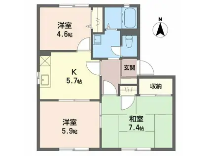 エスポワールB棟(3K/1階)の間取り写真