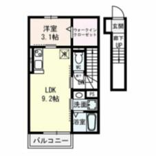 メゾン田中ー海老江I(1LDK/2階)の間取り写真