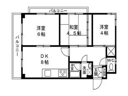 相武台駅前スターハイツ(3DK/3階)の間取り写真