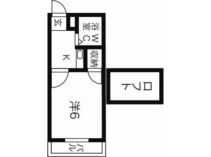 ハイツ鍵屋西町 西棟(1K/2階)の間取り写真