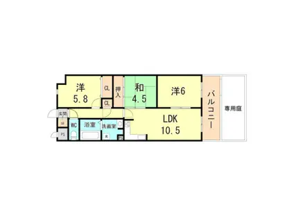 ライオンズマンション長田ヒルズ二号棟(3LDK/3階)の間取り写真