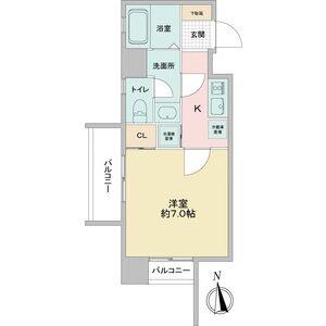 リエス鶴舞ウエスト TOWER(1K/7階)の間取り写真