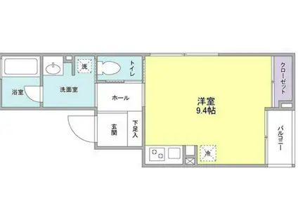 ソレーユ四谷三丁目(ワンルーム/3階)の間取り写真