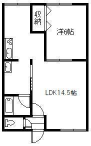 シティハイム南1条(1LDK/1階)の間取り写真
