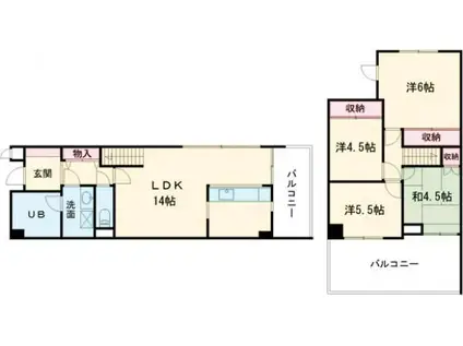 ファインコートビッグワン今里(4LDK/5階)の間取り写真