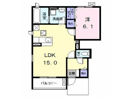 LE REVE(1LDK/1階)の間取り写真