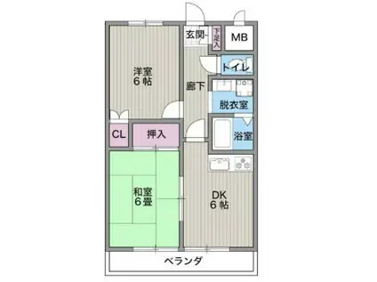 アーバンCOH(2DK/4階)の間取り写真