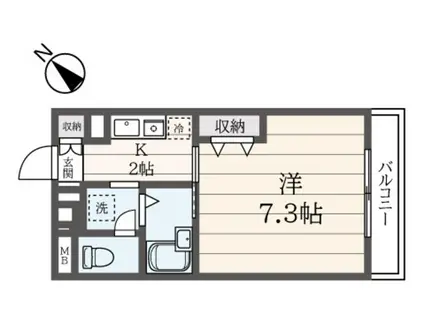 ボヌール南大沢(1K/1階)の間取り写真
