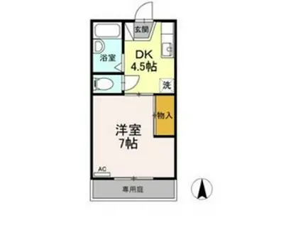 ファミール堀部II(1DK/2階)の間取り写真