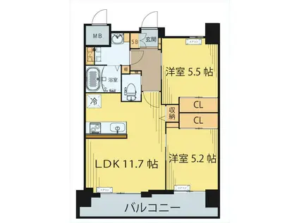 クラウド泉中央ウエスト(2LDK/5階)の間取り写真