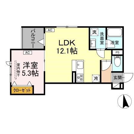 セレスティア北加平(1LDK/2階)の間取り写真