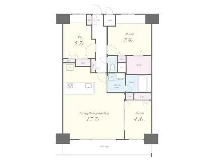 アロームドゥジョア(3LDK/13階)の間取り写真