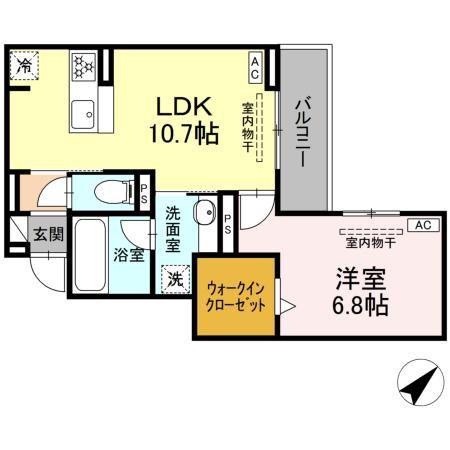 D RIVET 谷田(1LDK/2階)の間取り写真