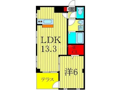 ヴィーブル(1LDK/1階)の間取り写真