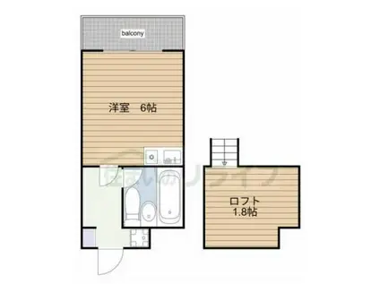 MAPLE ON THE HILL(ワンルーム/2階)の間取り写真