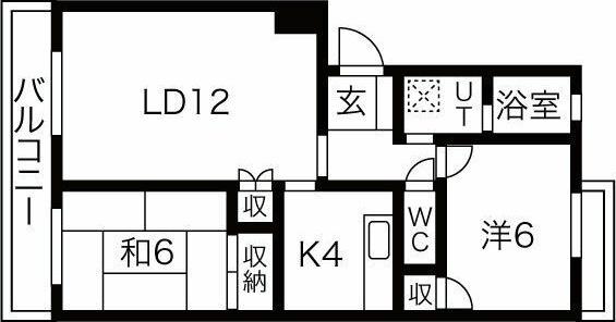 花ノ木パークハイツ(2LDK/1階)の間取り写真