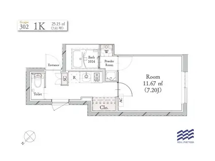 BLANCCOURT武蔵小山(1K/3階)の間取り写真