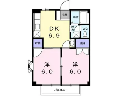 エスポアール祇園B(2DK/1階)の間取り写真