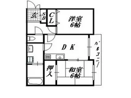 バロニーハイツ(2DK/2階)の間取り写真