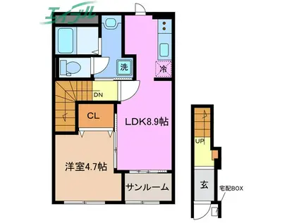 四日市市赤堀アパート(1LDK/2階)の間取り写真