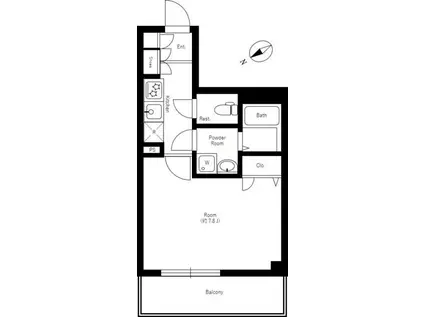 RELUXIA板橋三園(1K/1階)の間取り写真