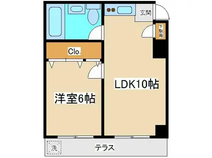 唐沢マンション(1LDK/1階)の間取り写真