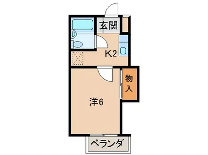 メゾンフェリス栄谷(1K/2階)の間取り写真