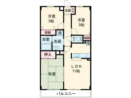 新町ハイツ(3LDK/2階)の間取り写真