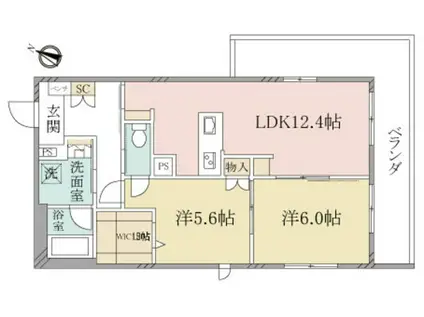 ヘーベルヴィレッジ横濱ベルメゾン(2LDK/1階)の間取り写真