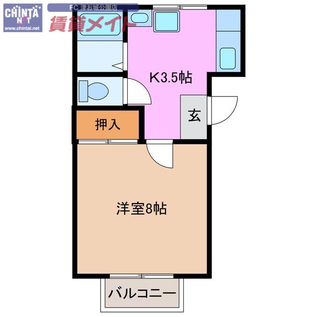 ハイツもみの木 B棟(1DK/1階)の間取り写真