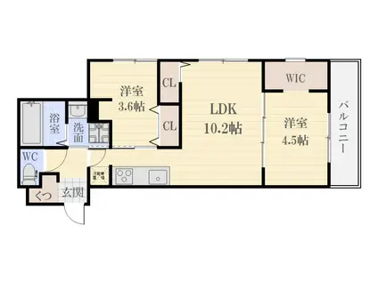 PLAIN CIEL 訓(2LDK/2階)の間取り写真