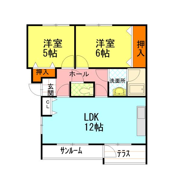 ハイツブラウン(2LDK/3階)の間取り写真