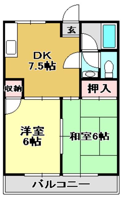 センターハウスハリマヤ(2DK/5階)の間取り写真