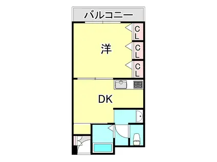第1大森マンション(1DK/3階)の間取り写真