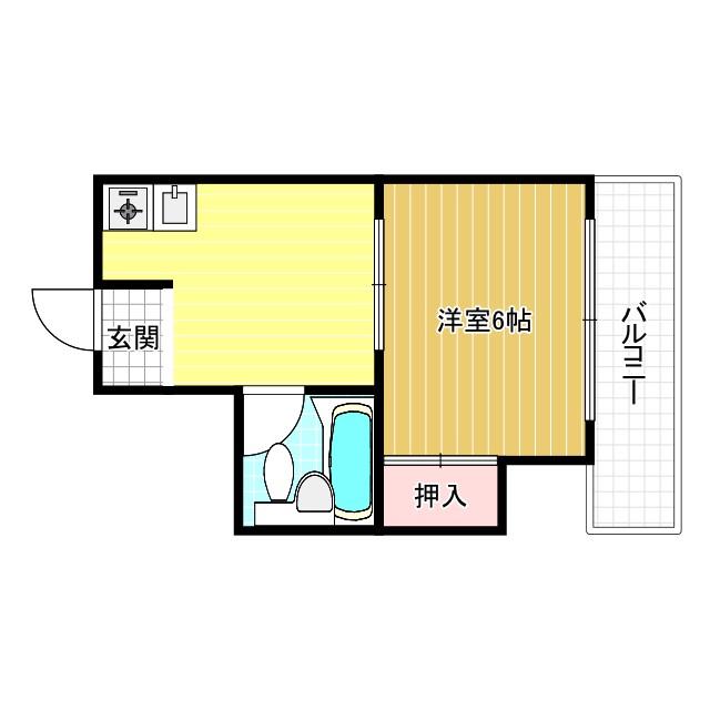 プレアール恵我之荘(1K/2階)の間取り写真
