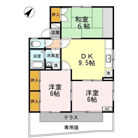 フィアホイザーツヴァイト(3DK/1階)の間取り写真