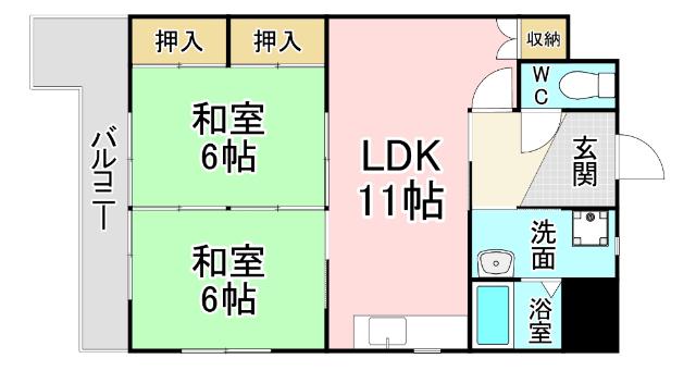 パルメゾンビル(2LDK/3階)の間取り写真