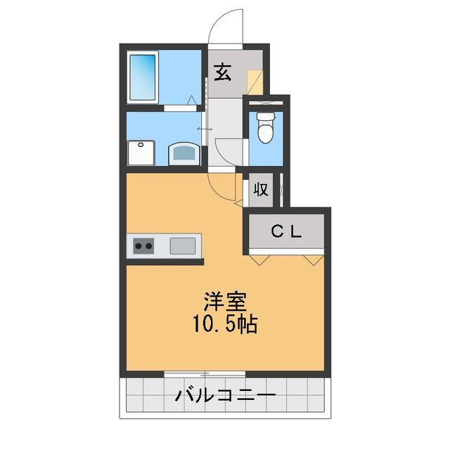 プライムテラス中津川(ワンルーム/1階)の間取り写真