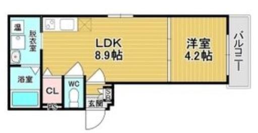 マリブガーデン堺(1LDK/2階)の間取り写真