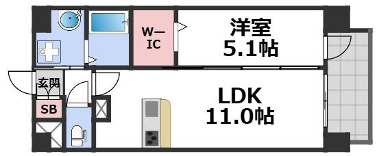 ラ・リヴィエール(1LDK/1階)の間取り写真