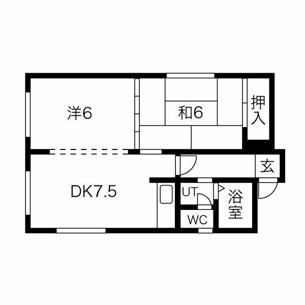 ファミールモリ(2DK/1階)の間取り写真
