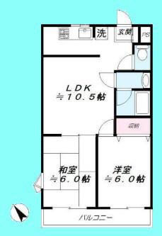 ハイツウッド(2LDK/2階)の間取り写真