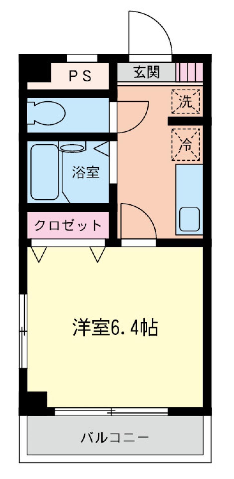 Mビル(1K/1階)の間取り写真